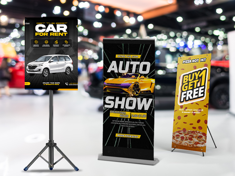 Contoh gambar banner mobil dan pizza