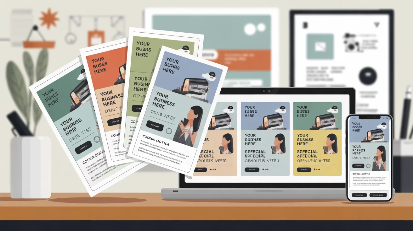 Reklame flyer design examples showing printed and digital flyers used for business marketing