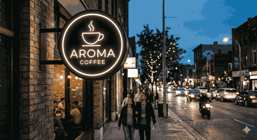 2.Jasa Pembuatan Neon Box Kualitas Terbaik dan Awet - Bulat Minimalis Dua Sisi