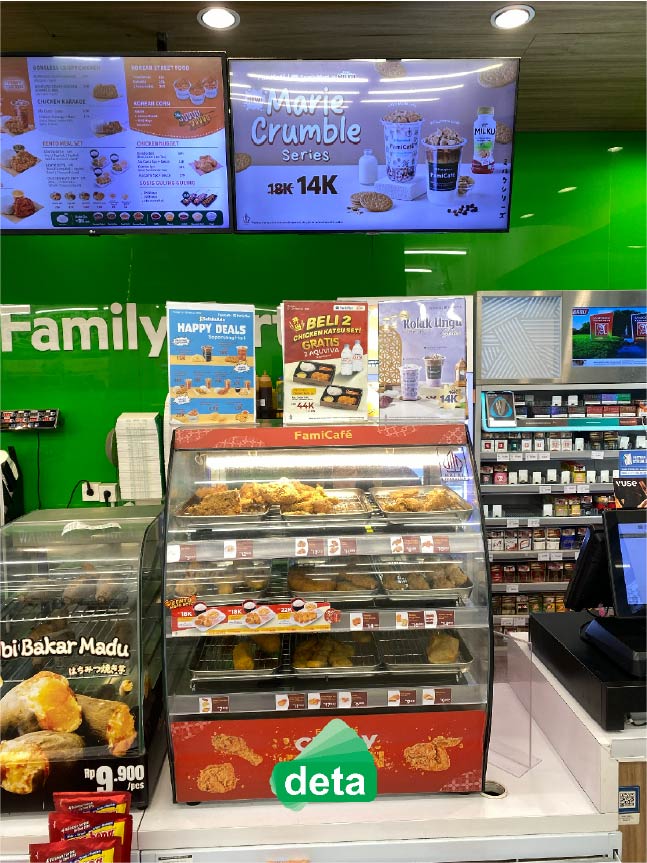 Steamer sticker and acrylic stand by deta for familymart