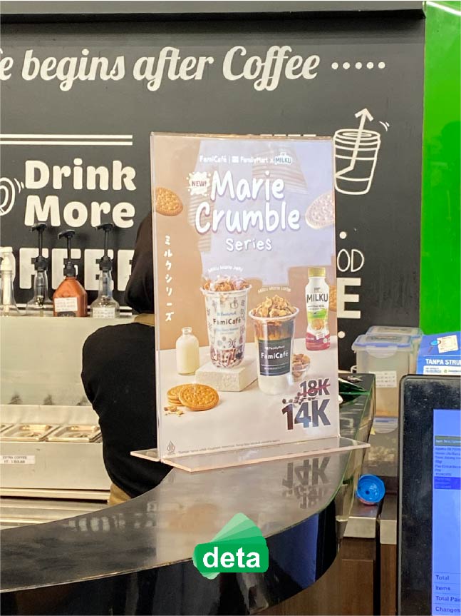 acrylic stand display for familymart cafe by deta