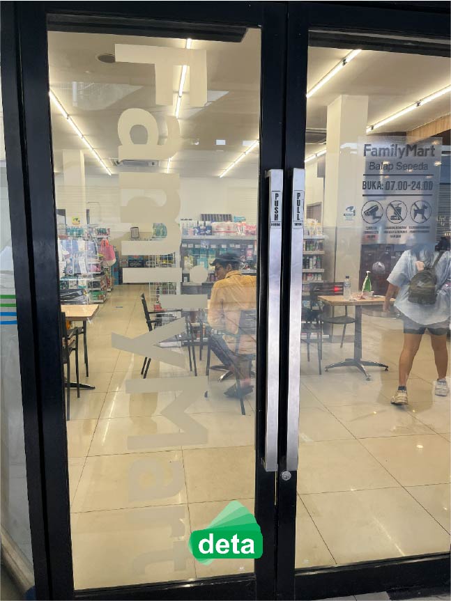 cutting sticker front door store familymart by deta