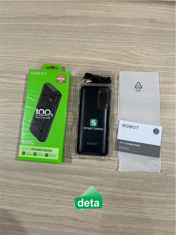 jasa pembuatan merchandise or coorporate gift power bank untuk smart salary by deta tampak dalam