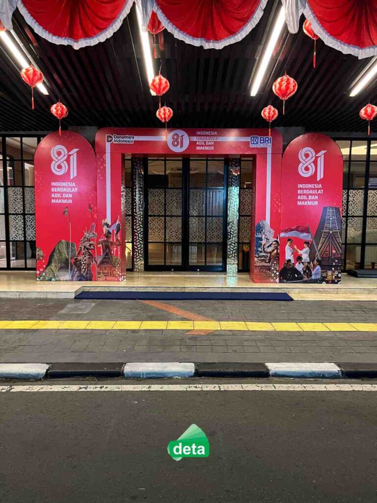 Jasa dekorasi 17 agustus by deta untuk Kanca BRI Jakarta Veteran - Jasa Pembuatan Gate Pintu masuk Kantor