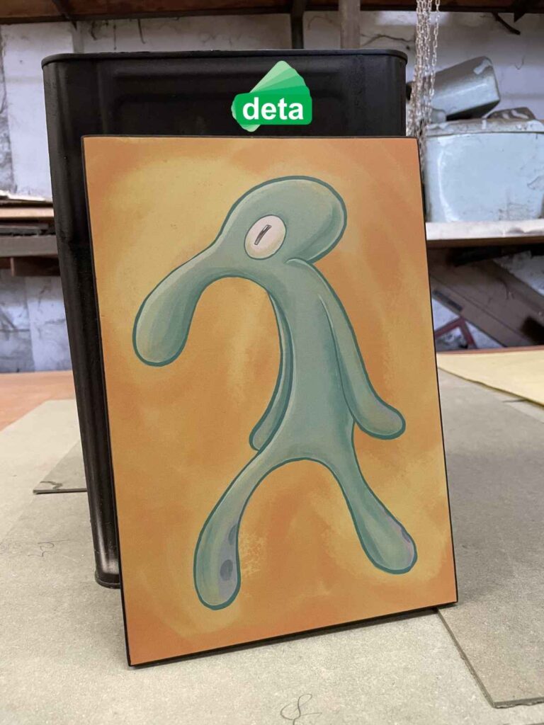 Beli Poster Kayu Custom Premium BlacknSquare - lukisan squidward