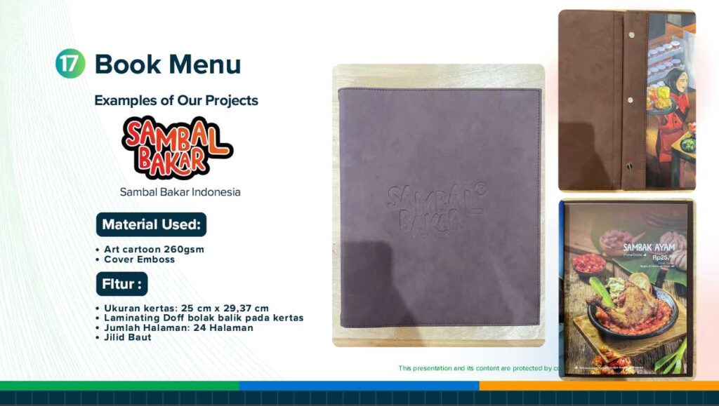 Jasa Pembuatan Buku Menu Resto - Sambal Bakar Indonesia by Deta
