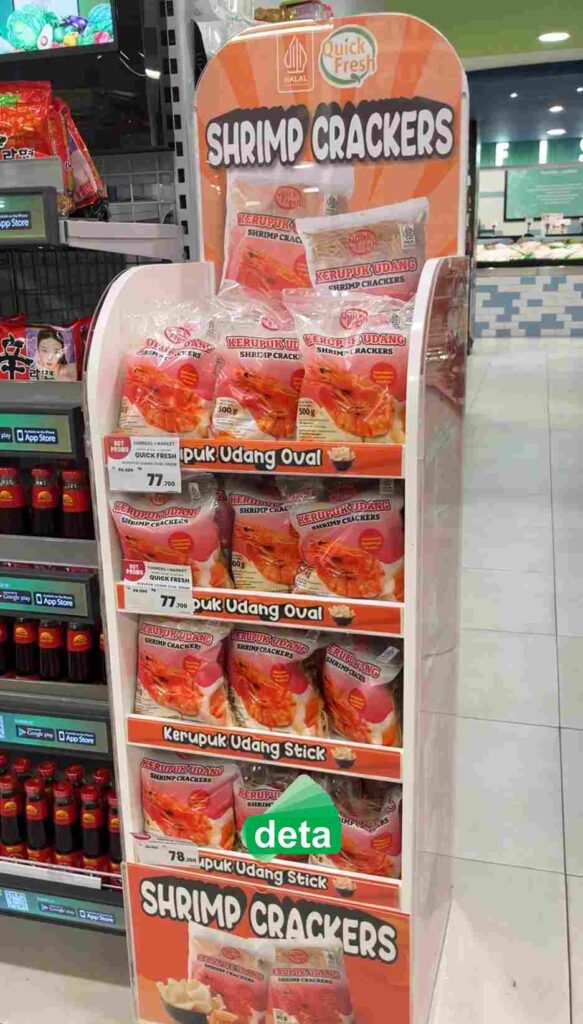 Jasa pembuatan rak display atau gondola branding by deta - quickfresh kerupuk udang