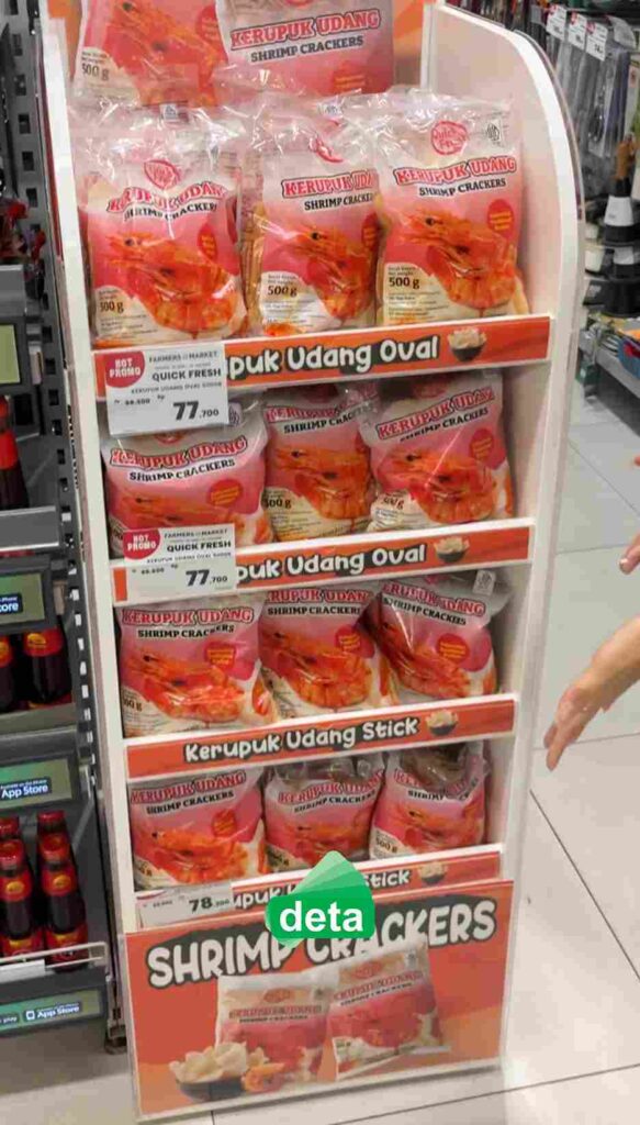 Jasa pembuatan rak display atau gondola branding by deta - quickfresh kerupuk udang farmers market mall kelapa gading
