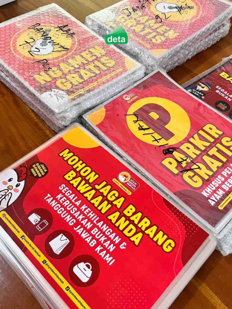jasa printing marketing material by deta - upnormal info parkir gratis dan jaga barang bawaan