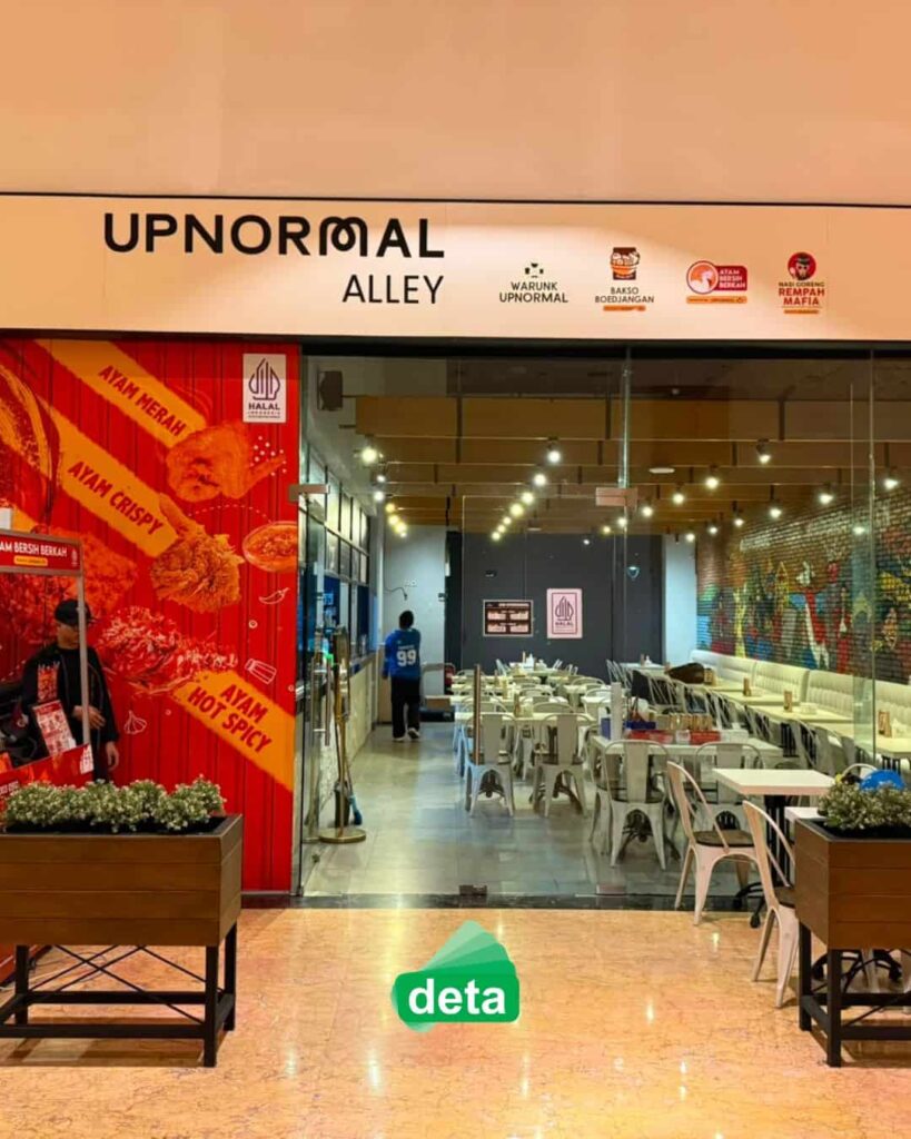 jasa signage atau papan nama toko deta untuk upnormal indofood tower - hasil akhir fasad signboard