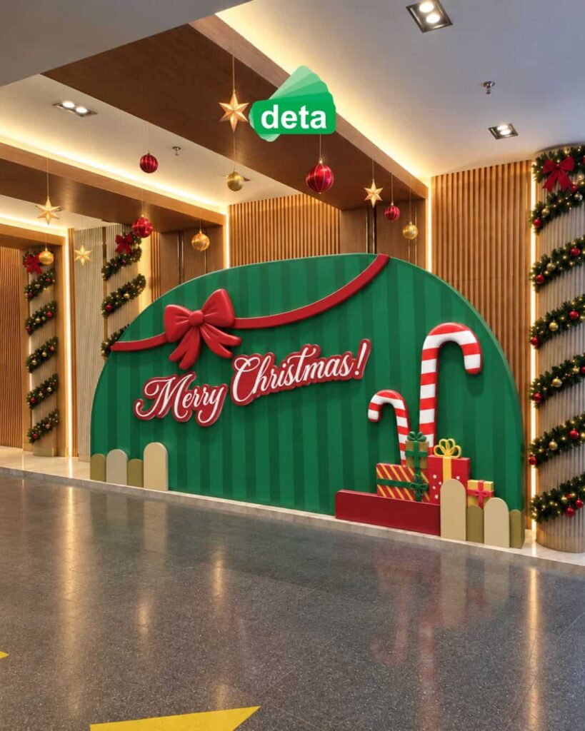jasa dekorasi natal dan tahun baru deta - contoh backdrop untuk parking drop coorporate